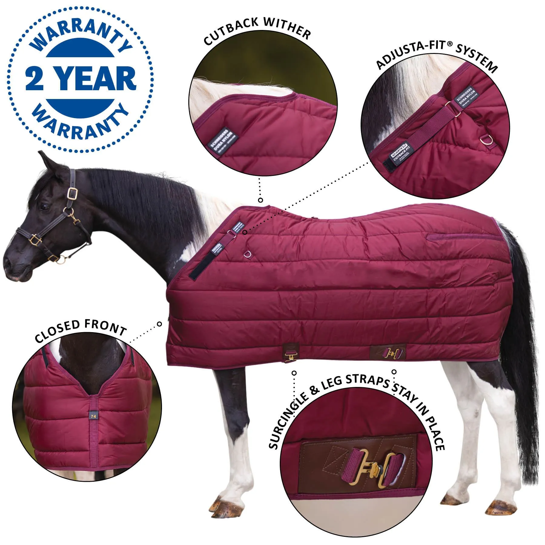 Adjusta-Fit Dura-Nylon Zenith Leg Strap Horse Stable Blanket - Heavyweight Weatherproof Protection 1 Adjusta-Fit Dura-Nylon Zenith Leg Strap Horse Stable Blanket - Heavyweight Weatherproof Protection
