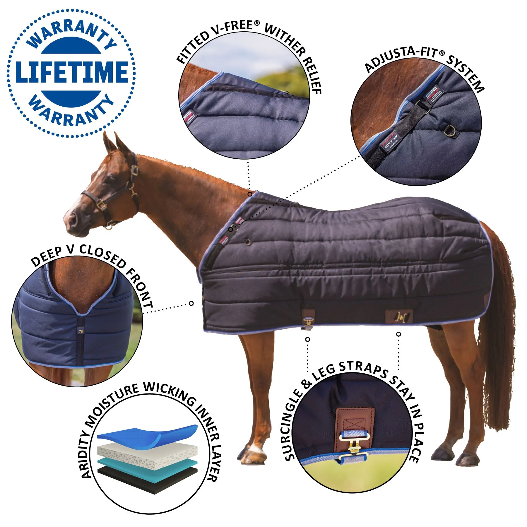 Adjusta-Fit Tekno-Quilt V-Free Leg Strap Heavyweight Horse Stable Blanket 1 Adjusta-Fit Tekno-Quilt V-Free Leg Strap Heavyweight Horse Stable Blanket
