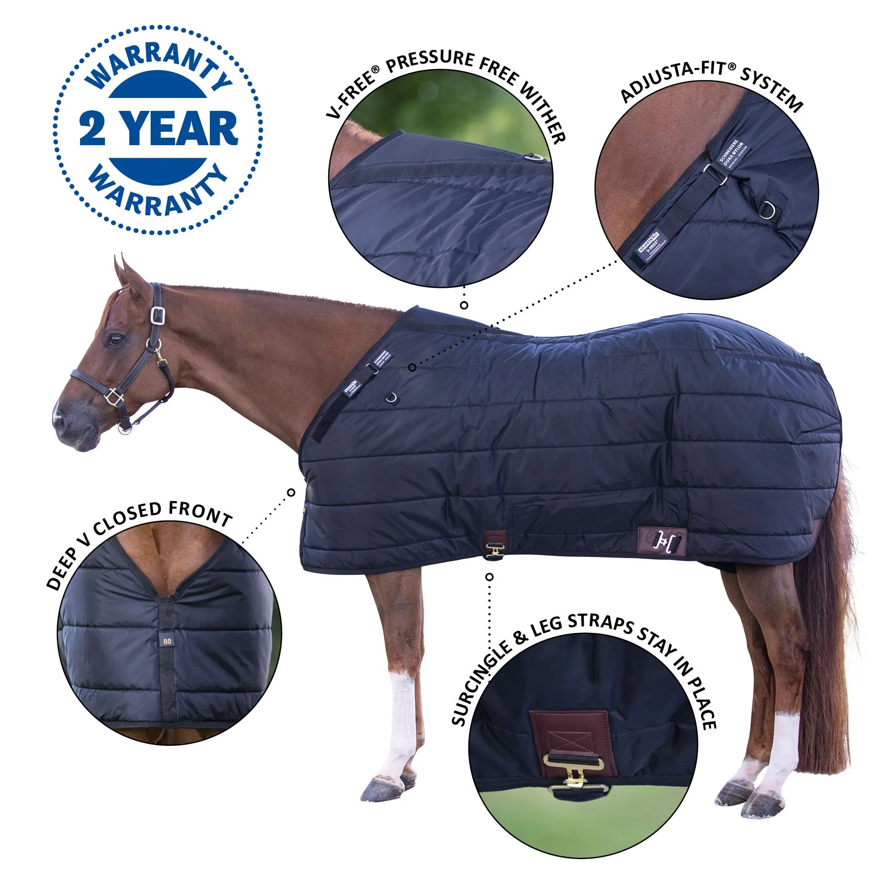 Adjusta-Fit Dura-Nylon V-Free Westcoast Leg Strap Horse Stable Blanket - Midweight, Horse Blankets for Comfort & Durability 1 Adjusta-Fit Dura-Nylon V-Free Westcoast Leg Strap Horse Stable Blanket - Midweight, Horse Blankets for Comfort & Durability
