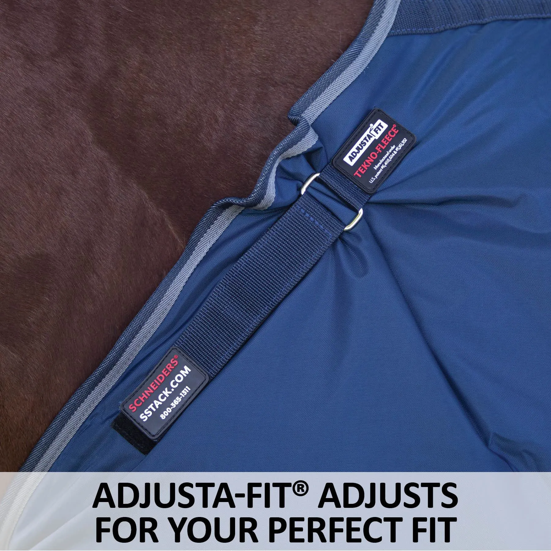 Adjusta-Fit Dura-Nylon Tekno-Fleece V-Free 3 Season Horse Blanket | Lightweight Stable Blanket 4 Adjusta-Fit Dura-Nylon Tekno-Fleece V-Free 3 Season Horse Blanket | Lightweight Stable Blanket - Image 4