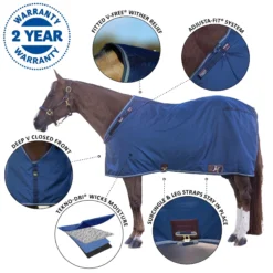 Adjusta-Fit Dura-Nylon Tekno-Fleece V-Free 3 Season Horse Blanket | Lightweight Stable Blanket