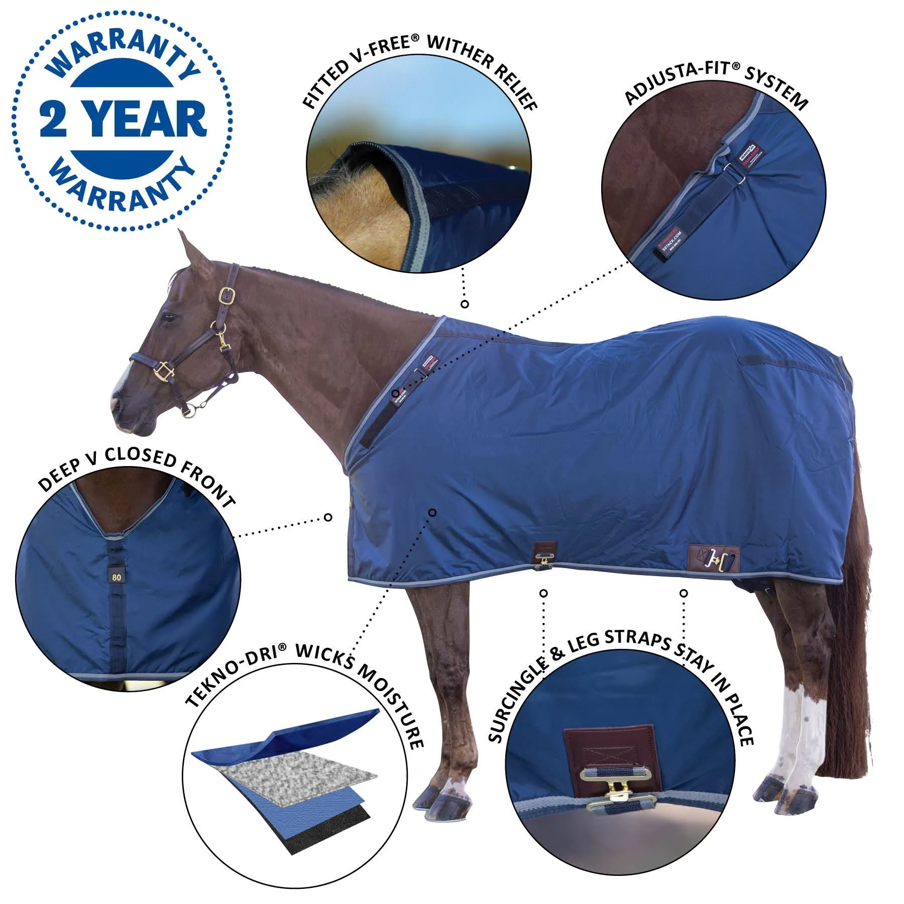 Adjusta-Fit Dura-Nylon Tekno-Fleece V-Free 3 Season Horse Blanket | Lightweight Stable Blanket 1 Adjusta-Fit Dura-Nylon Tekno-Fleece V-Free 3 Season Horse Blanket | Lightweight Stable Blanket