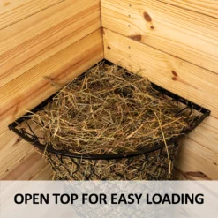 Easy-Up® Corner Hay Feeder Frame With Net | Durable Feeding Solution for Horses -Schneiders Shop 41364 feature b overlay