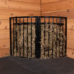 Easy-UpĀ® Slow Feed Corner Floor Hay Rack - Durable Horse Hay Feeder