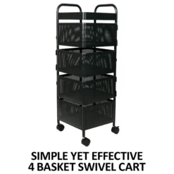 Easy-Up® 4 Basket Swivel Cart | Premium Horse Grooming Rack & Organizer -Schneiders Shop 42997 feature a overlay