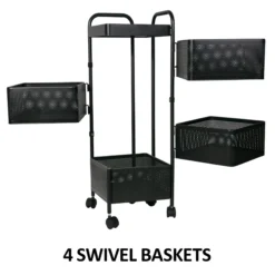 Easy-Up® 4 Basket Swivel Cart | Premium Horse Grooming Rack & Organizer -Schneiders Shop 42997 feature b overlay