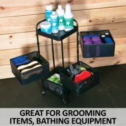 Easy-Up® 4 Basket Swivel Cart | Premium Horse Grooming Rack & Organizer -Schneiders Shop 42997 feature c overlay