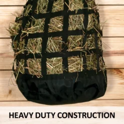 Dura-Tech® 3 Inch Hole Half Bale Net Hay Bag - Heavy Duty Horse Feeding Solution -Schneiders Shop 43264 feature d overlay