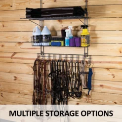 Easy-Up® Pro Basket & Shelf Hanging Rack – Durable Horse Grooming Organiser -Schneiders Shop 43628 feature c overlay