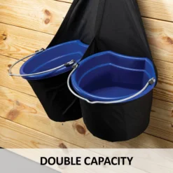 Dura-Tech® Scratchless Double Bucket Holder - Heavy Duty Feeding Solution for Horses -Schneiders Shop 43699 feature b overlay