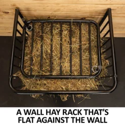 Easy-Up® Flat Wall Slow Feed Floor Hay Rack - Durable Horse Feeder for Efficient Hay Usage -Schneiders Shop 44243 feature b overlay