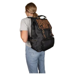 Schneiders® Tooled Leather Backpack - Premium Equestrian Backpack for Riders -Schneiders Shop 45051 alt c
