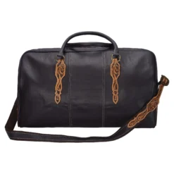 Schneiders® Large Tooled Leather Duffle Bag | Premium Equestrian Travel Bag -Schneiders Shop 45308 brown